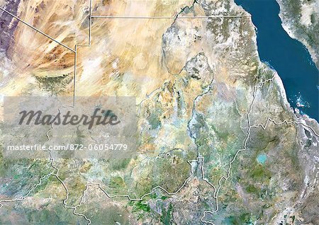 Sudan, True Colour Satellite Image With Border Sudan, True Colour Satellite Image With Border