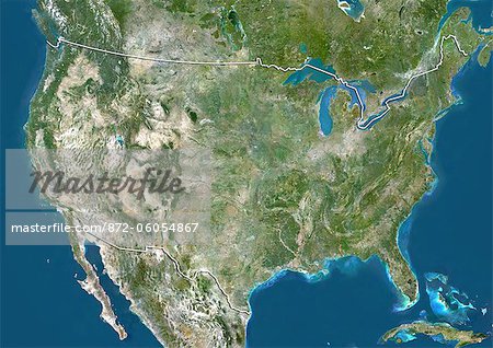 United States, True Colour Satellite Image With Border United States, True Colour Satellite Image With Border