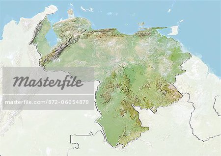 Venezuela, Relief Map with Border and Mask