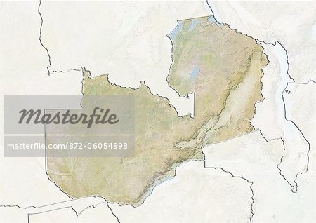 Zambie, carte de Relief avec bordure et masque Zambie, carte de Relief avec bordure et masque