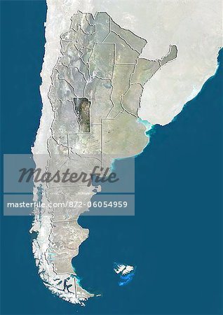 L'Argentine et la Province de San Luis, True Image Satellite en couleurs