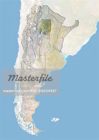Argentinien und die Provinz Santiago Del Estero, Satellitenbild mit Bump-Effekt