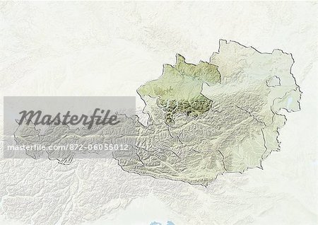 Austria and the State of Upper Austria, Relief Map