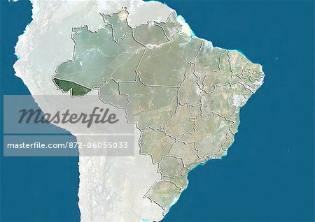 Brazil and the State of Acre, True Colour Satellite Image