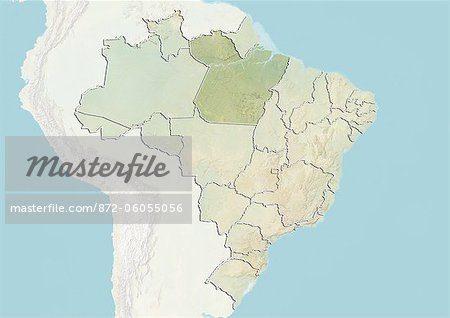 Brazil and the State of Para, Relief Map