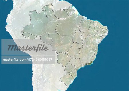 Brazil and the State of Rio de Janeiro, True Colour Satellite Image