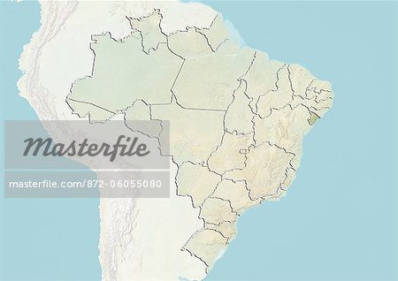 Brazil and the State of Sergipe, Relief Map