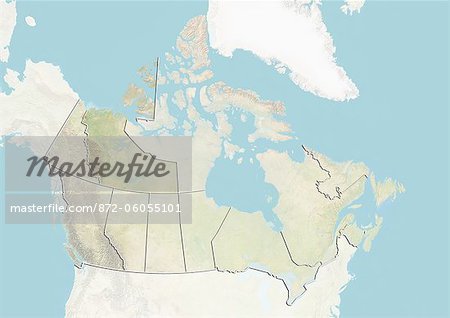 Canada and the Northwest Territories, Relief Map Canada and the Northwest Territories, Relief Map