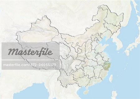 China and the Province of Zhejiang, Relief Map