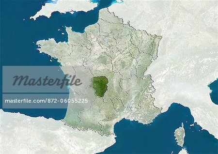France and the Region of Limousin, True Colour Satellite Image