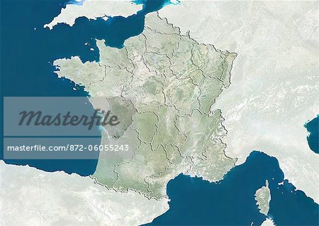 France et la région Poitou-Charentes, True Image Satellite en couleurs