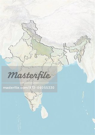 India and the State of Uttar Pradesh, Relief Map