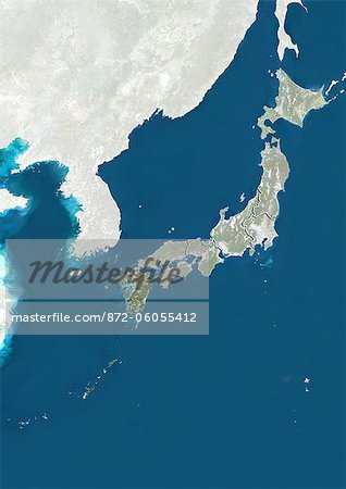 Au Japon et dans la région de Kyushu, True Image Satellite en couleurs