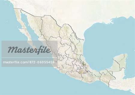 Le Mexique et l'état de Puebla, le plan-Relief