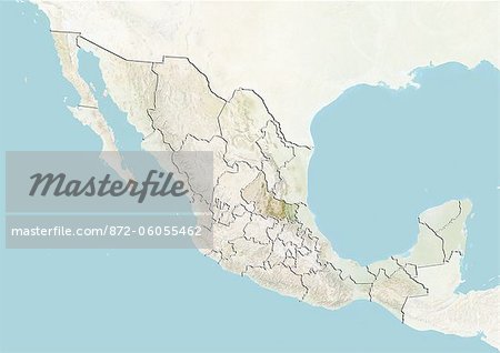 Mexico and the State of San Luis Potosi, Relief Map