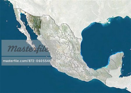 Le Mexique et l'état de Sonora, True Image Satellite en couleurs