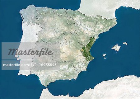 Espagne Et La Region De Valence True Image Satellite En Couleurs Photographie De Stock Masterfile Rights Managed Artiste Universal Images Group Code 872