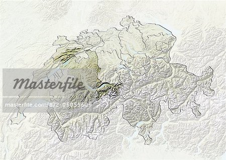 Switzerland and the Canton of Bern, Relief Map