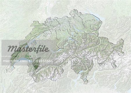 La Suisse et le Canton de Vaud, Image Satellite avec effet de relief