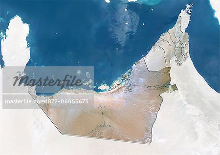 United Arab Emirates and the Emirate of Abu Dhabi, True Colour Satellite Image United Arab Emirates and the Emirate of Abu Dhabi, True Colour Satellite Image
