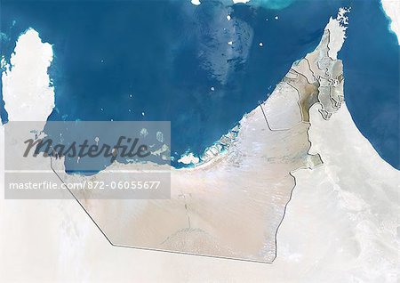Émirats Arabes Unis et l'émirat de Sharjah, True Image Satellite en couleurs