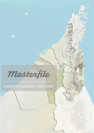 The Emirate of Sharjah and Northern UAE, Relief Map The Emirate of Sharjah and Northern UAE, Relief Map