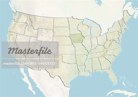 United States and the State of Iowa, Relief Map