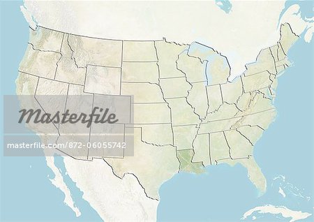 United States and the State of Louisiana, Relief Map