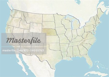 United States and the State of Nebraska, Relief Map