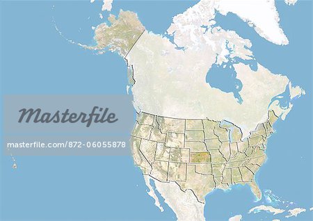 Vereinigten Staaten und den Bundesstaat Kansas, Satellitenbild mit Bump-Effekt