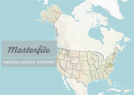 Vereinigten Staaten und den Bundesstaat Virginia, Reliefkarte