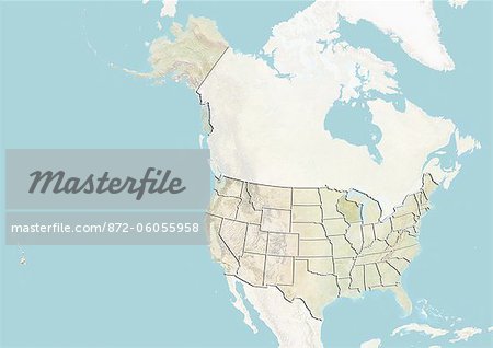Des États-Unis et l'état du Wisconsin, carte en Relief