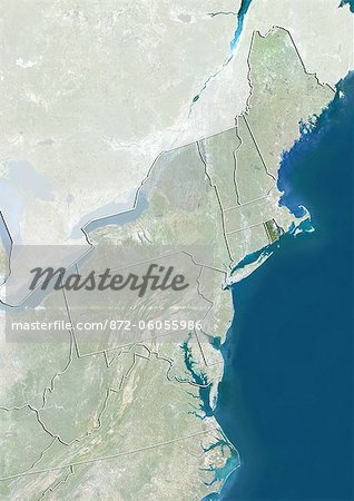 Bundesstaat Rhode Island und der Nordosten der Vereinigten Staaten, True-Color-Satellitenbild