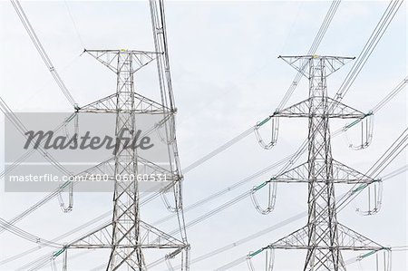 Electricity, twin High voltage power pole