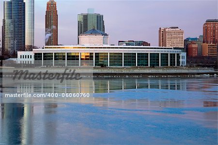 Shedd Aquarium in Chicago seen early winter morning