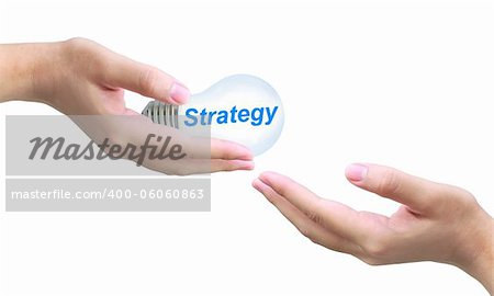 sending strategy light bulb on women hand