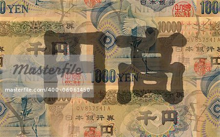Japanese Kanji ENDAKA meaning appreciation of YEN. Endaka is a period in which the value of the Japanese yen is high compared to other currencies.