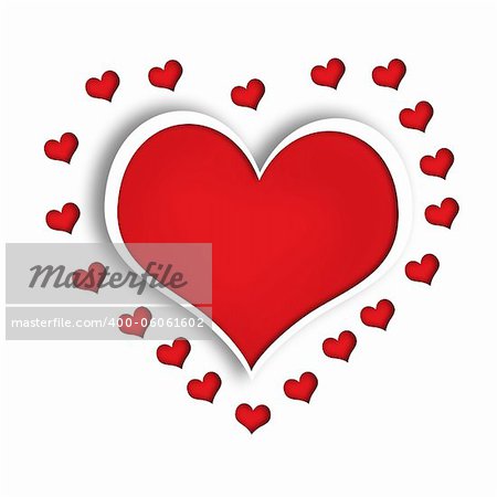 Red Heart With small heart isolated on white background.