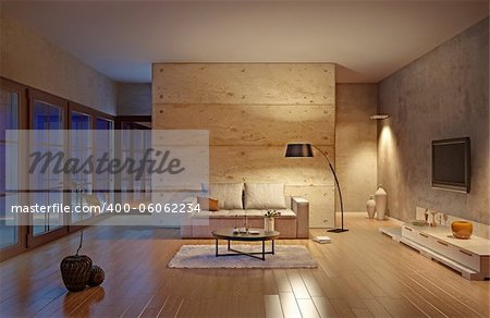 beautiful modern living room interior (illustration)