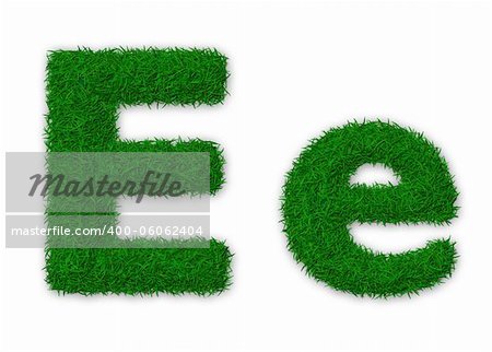 Illustration of capital and lowercase letter E made of grass