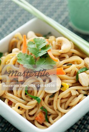 Delicious Teriyaki  Asian noodles with vegetables and cashews