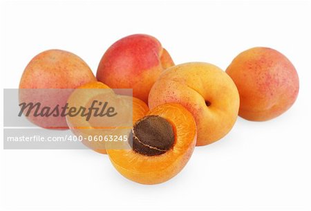 Fresh apricots isolated on a white background