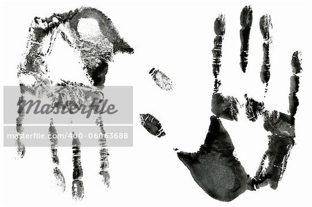 Black print of two hands isolated on a white background