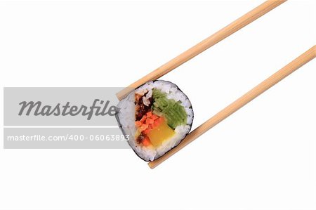 Traditional japanese sushi isolated on white  With Clipping Path