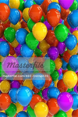 Colorful party balloon background with dozens of balloons