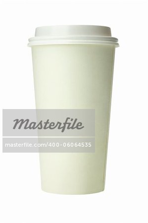 Takeaway Disposable Paper Cup on White Background