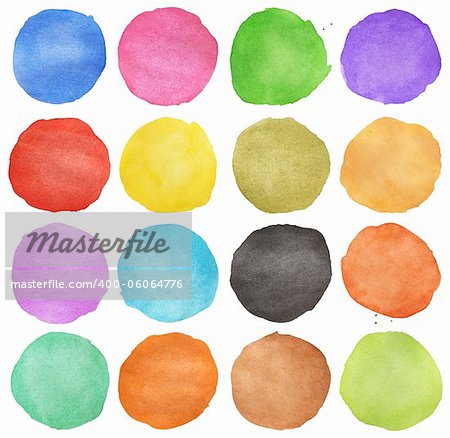 Abstract colorful watercolor hand painted circle isolated on white