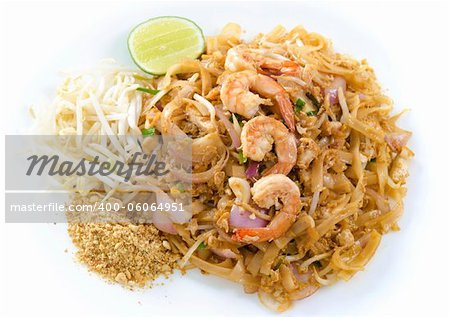 Thai food Pad thai , Stir fry noodles with shrimp
