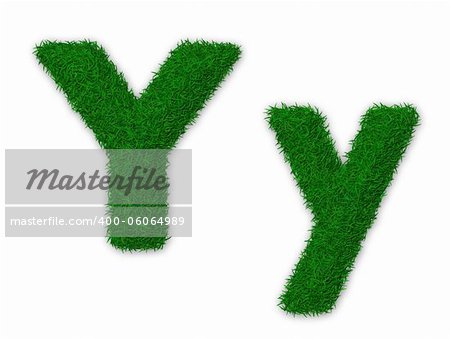 Illustration of capital and lowercase letter Y made of grass