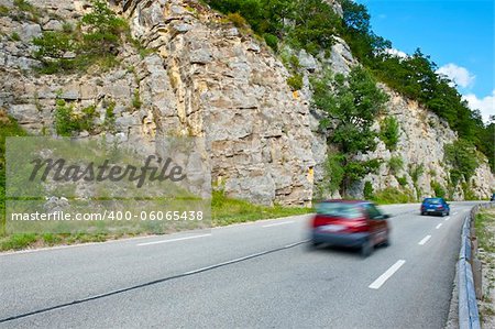 Traffic on a Modern Highway in the French Alps